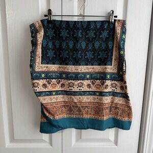 Grefit Multicolor Boho Graphic Print Faux Wrap Mini Skirt Women's Size XL Cruise